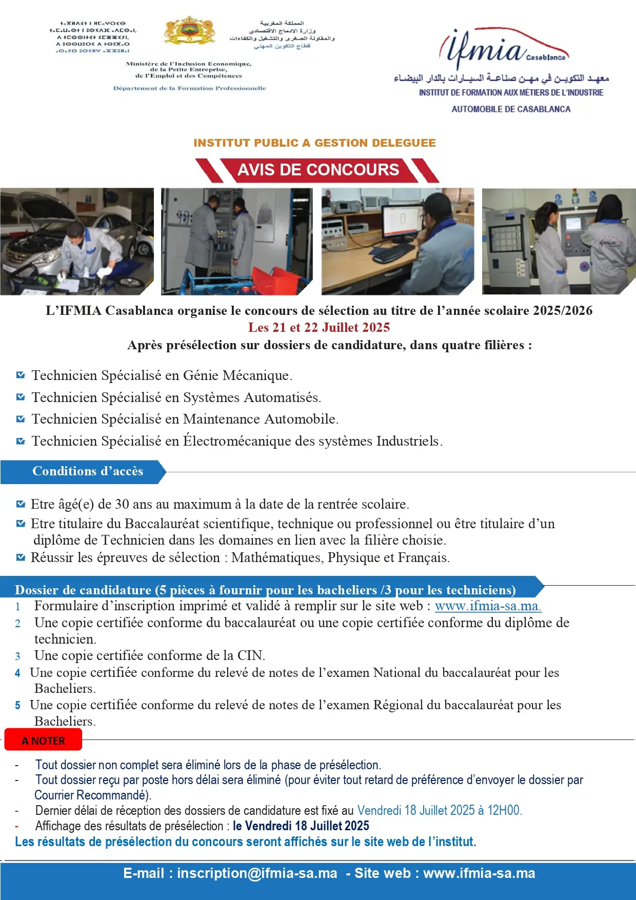 Concours IFMIA 2025-2026 casa